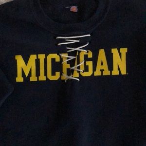 U Michigan lace up cropped sweatshirt